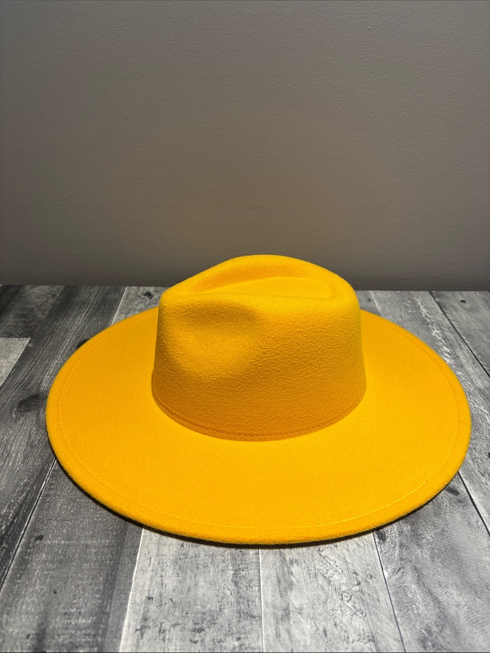 Yellow Wide-Brim Fedora Hat - Women Accessories